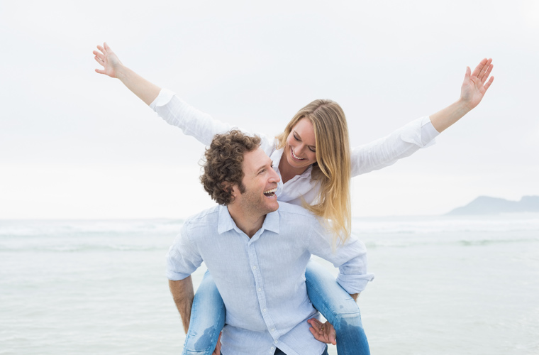 Happy couple at the beach